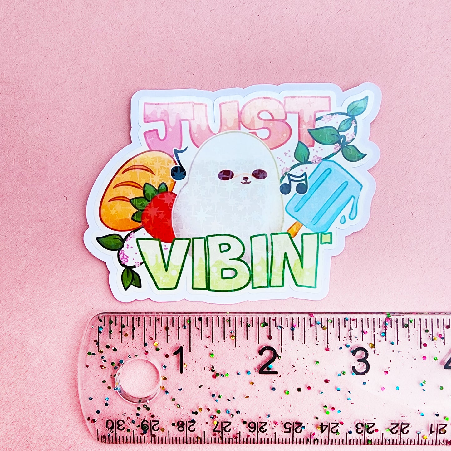 Egg Cat and Egg Dog: Just Vibin' Hologram Confetti Sparkle Stickers