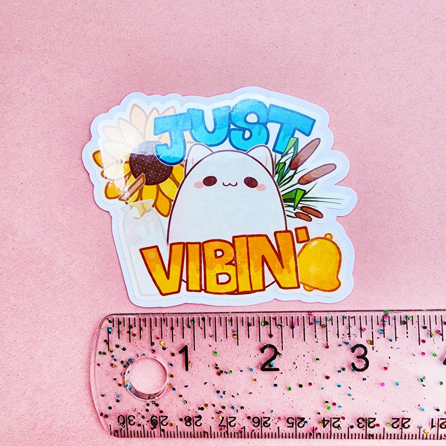 Egg Cat and Egg Dog: Just Vibin' Hologram Confetti Sparkle Stickers