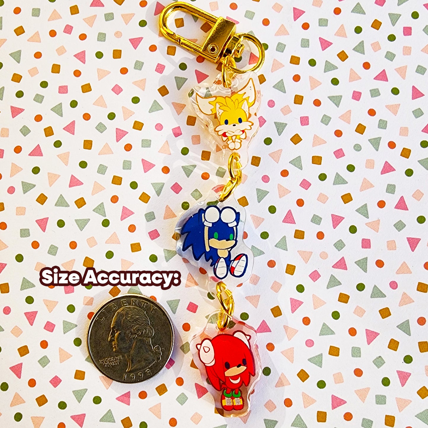 Sonic Heroes: Stacked Chain Charm Set Double Sided Glitter Epoxy Acrylic Keychain