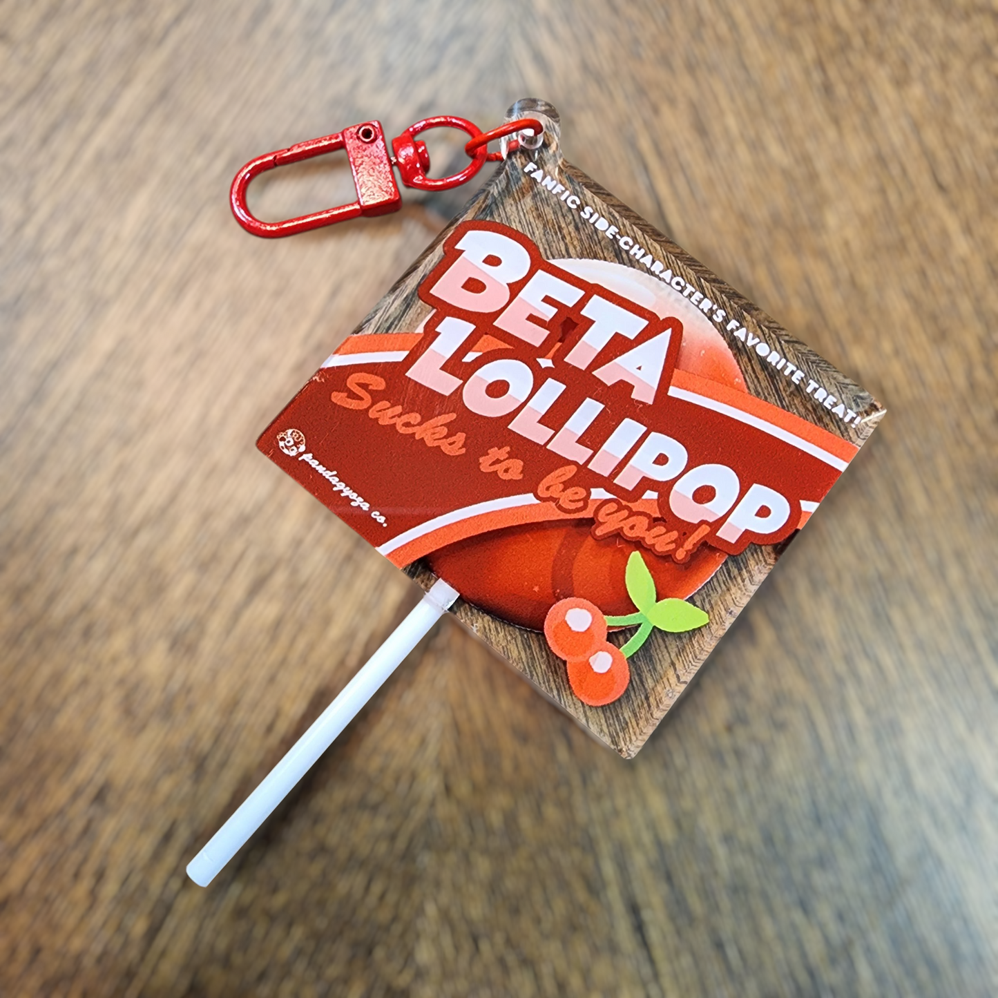 Beta Lollipop: Clear Acrylic 3D Charm
