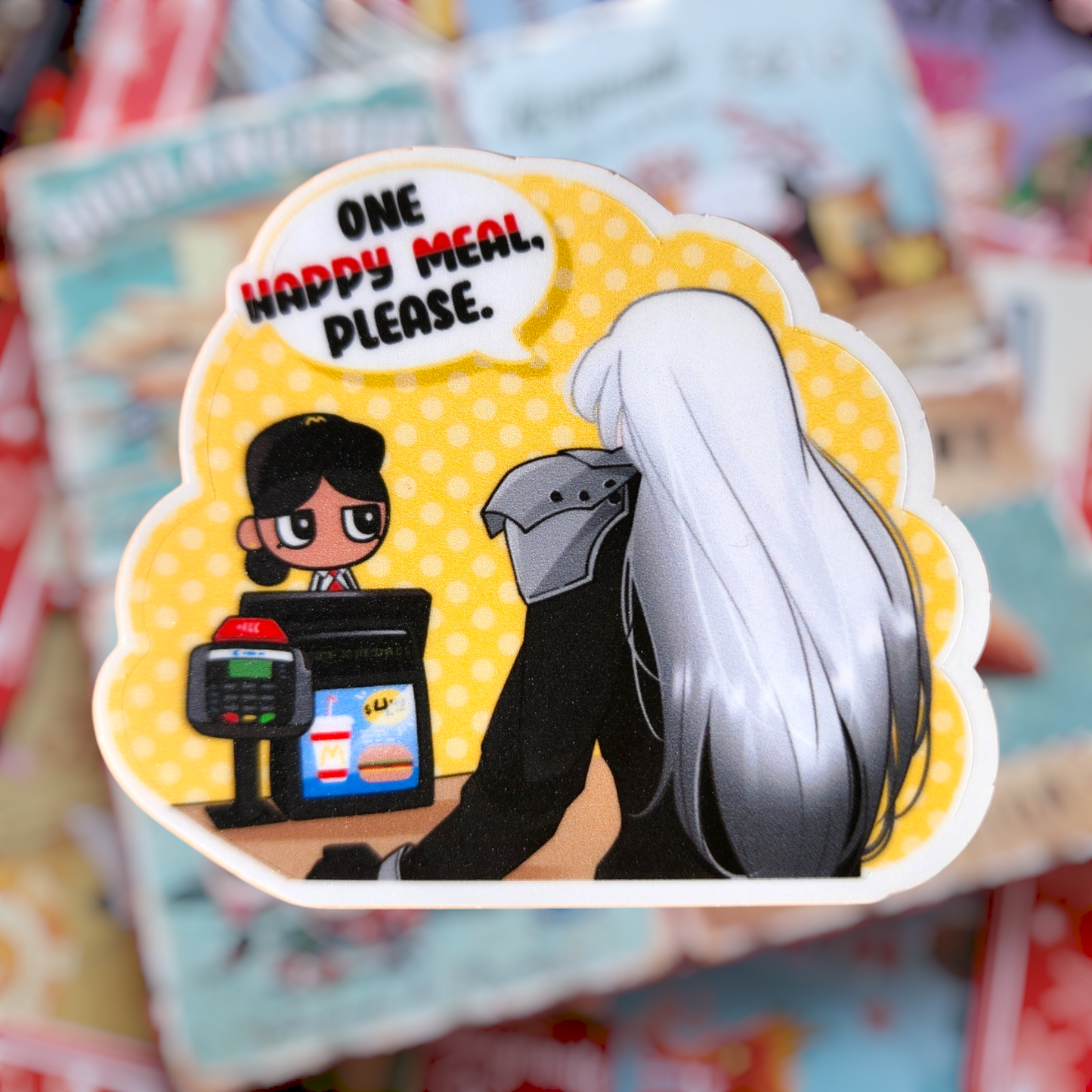 Sephiroth goes to a McDonald's Clear Border Sticker