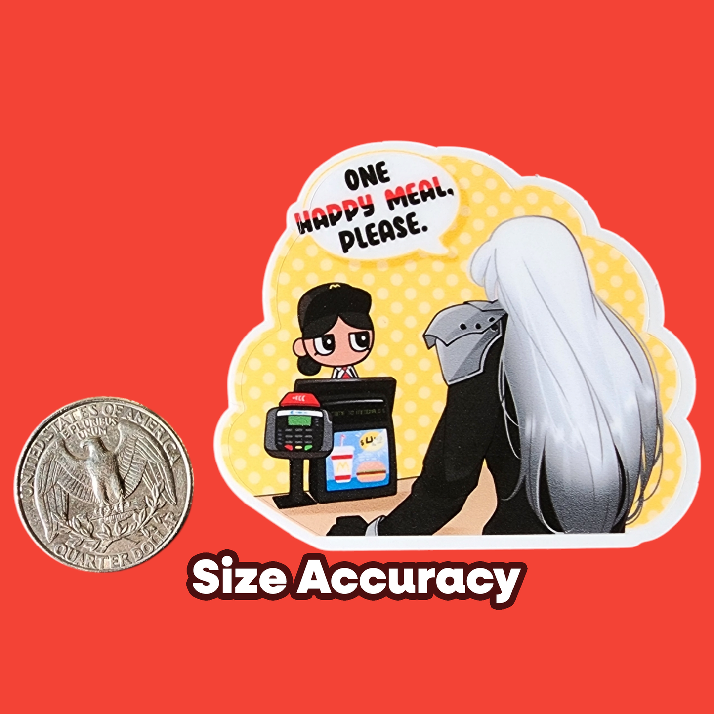 Sephiroth goes to a McDonald's Clear Border Sticker