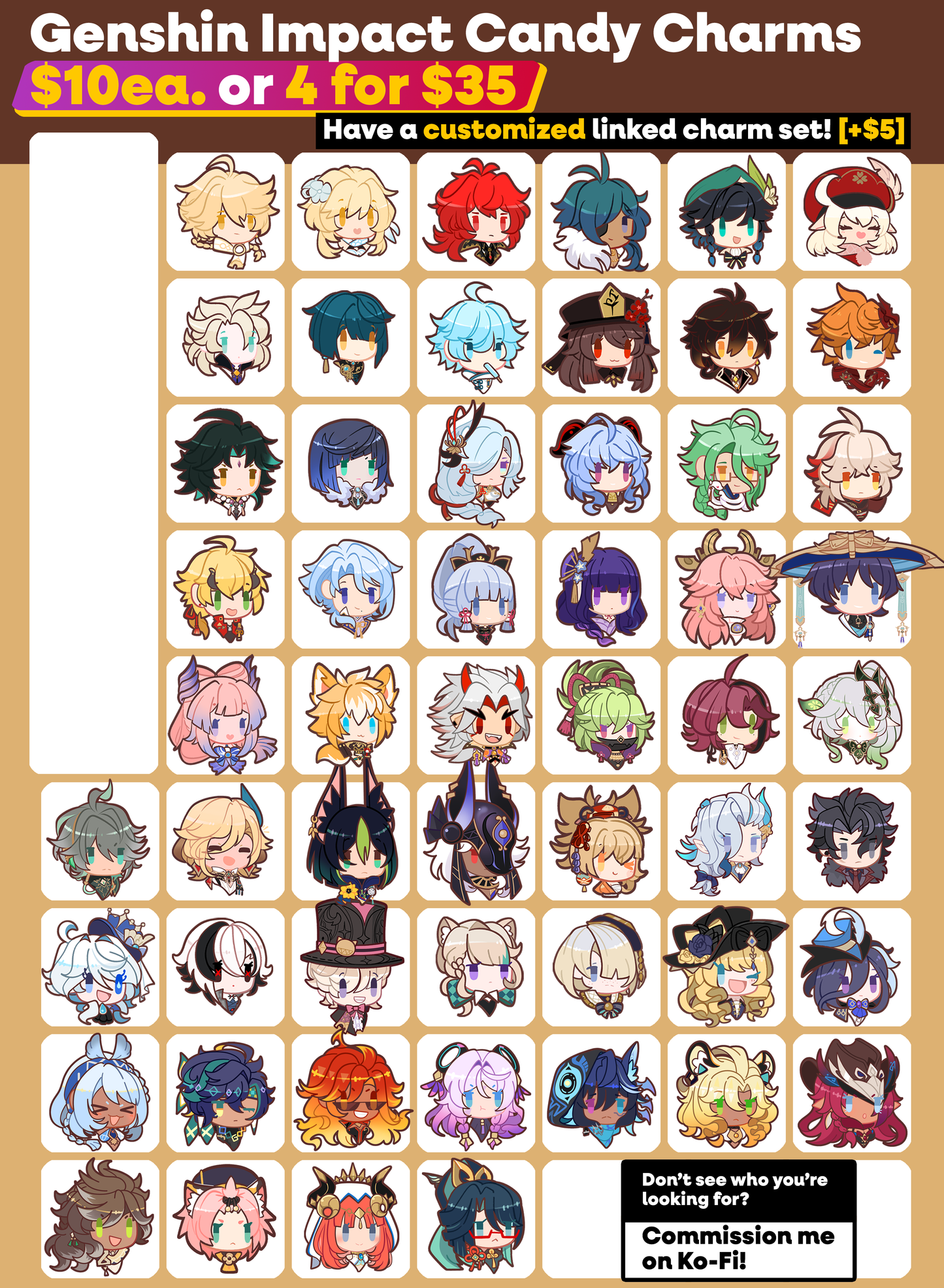 Genshin Impact: Mini Candy Character Charms