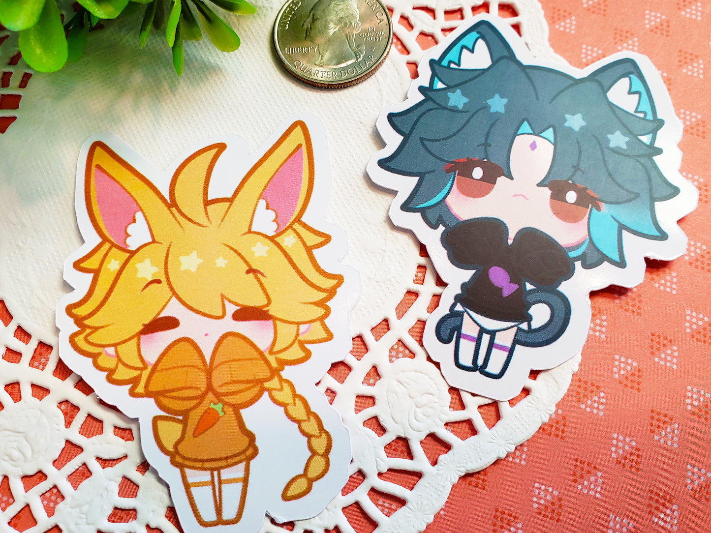 Genshin Impact Nekomimi: Bunny Aether + Cat Xiao Stickers