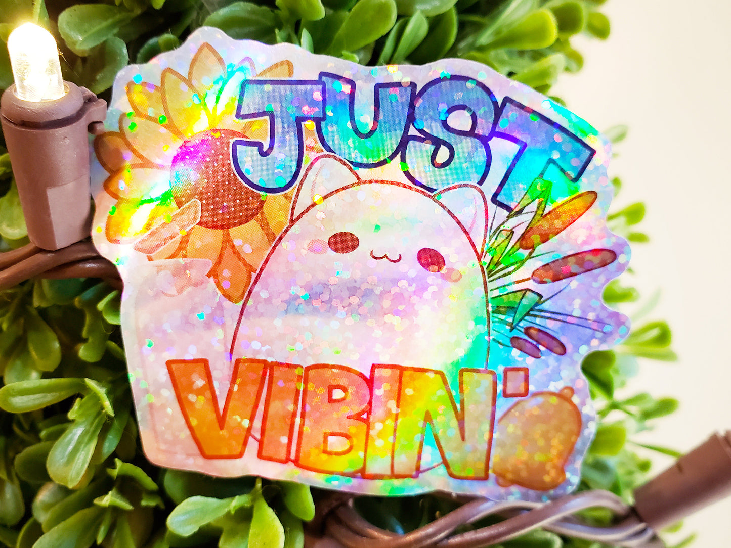 Egg Cat and Egg Dog: Just Vibin' Hologram Confetti Sparkle Stickers