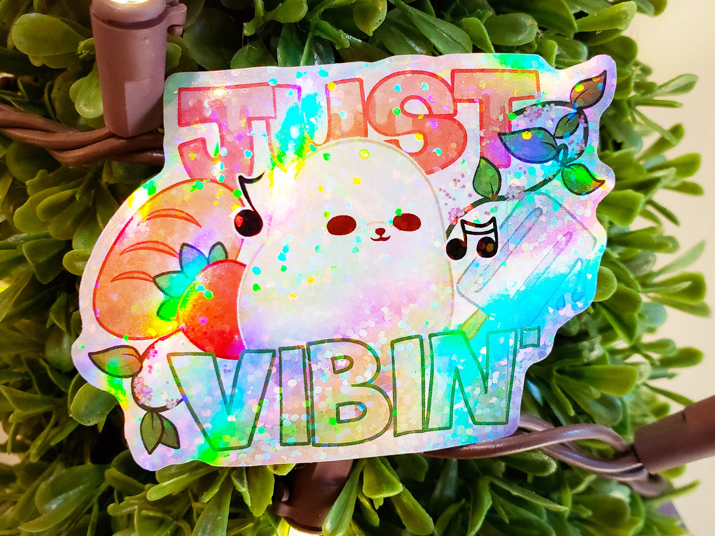 Egg Cat and Egg Dog: Just Vibin' Hologram Confetti Sparkle Stickers