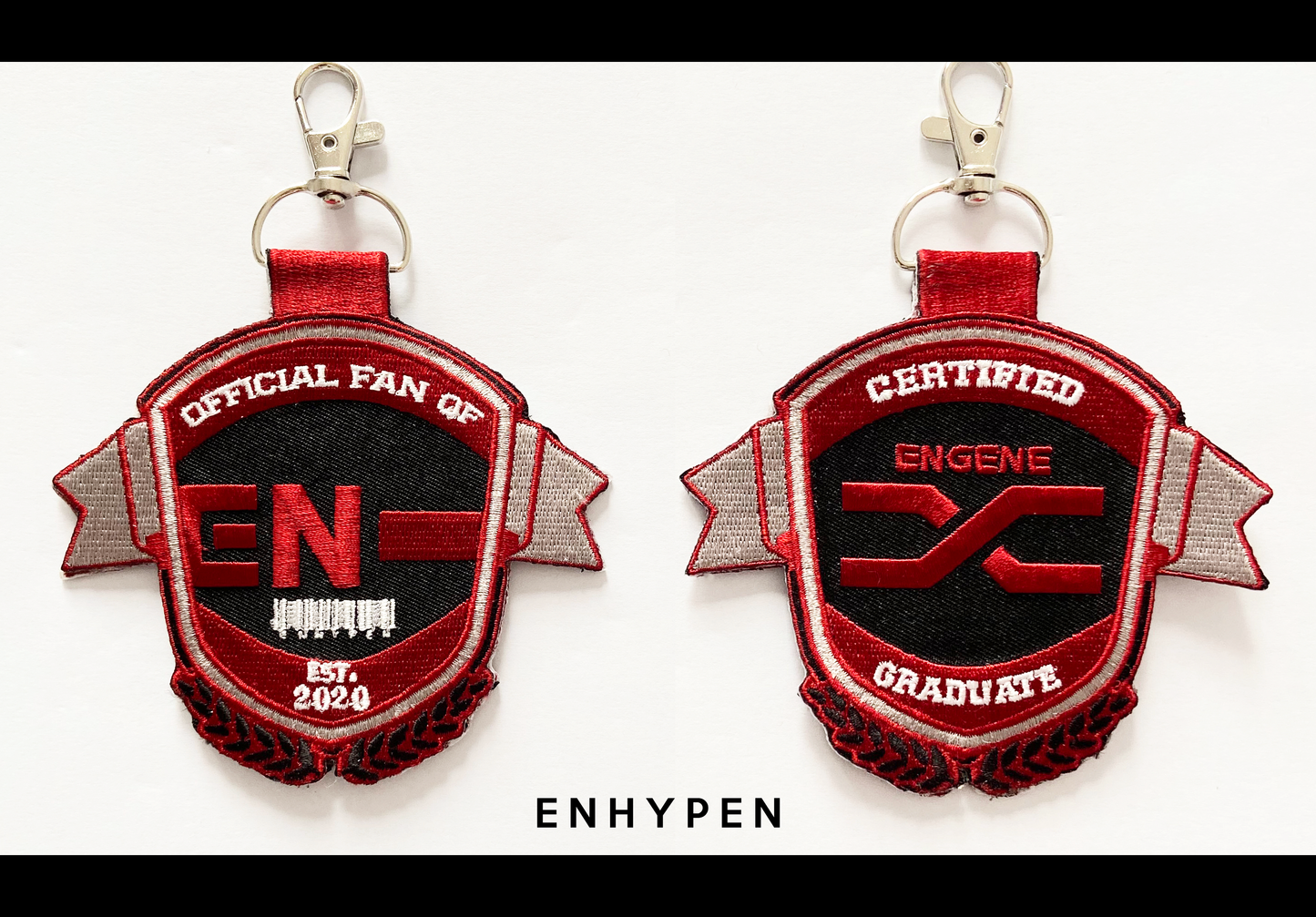 K-Pop Jet Tag Embroidered Keychain - College Emblem Style, Double-Sided