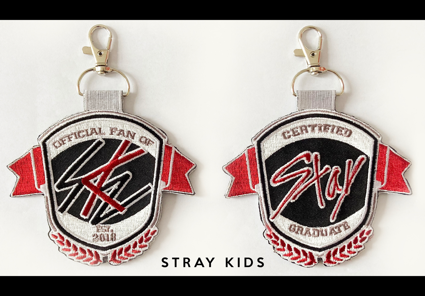 K-Pop Jet Tag Embroidered Keychain - College Emblem Style, Double-Sided