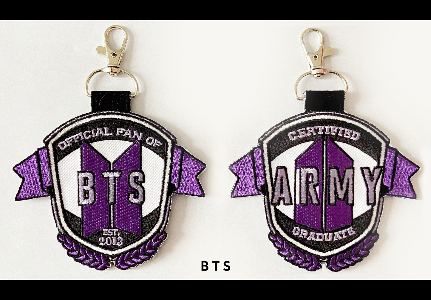 K-Pop Jet Tag Embroidered Keychain - College Emblem Style, Double-Sided