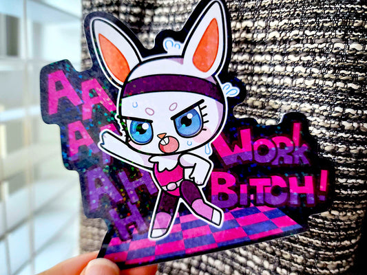 Work Out Rabbit: Glitter Sticker