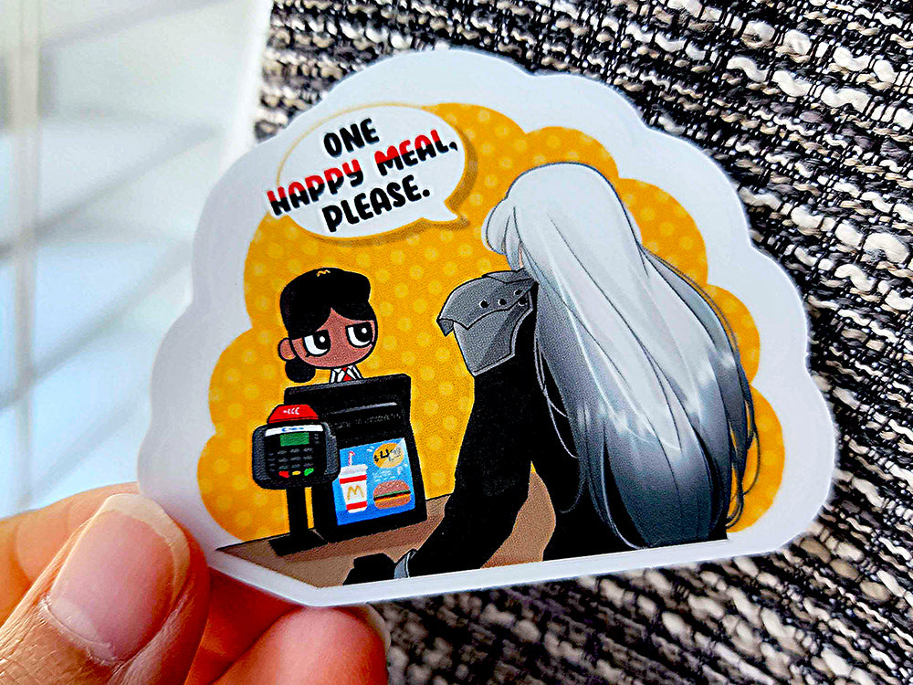 Sephiroth goes to a McDonald's Clear Border Sticker