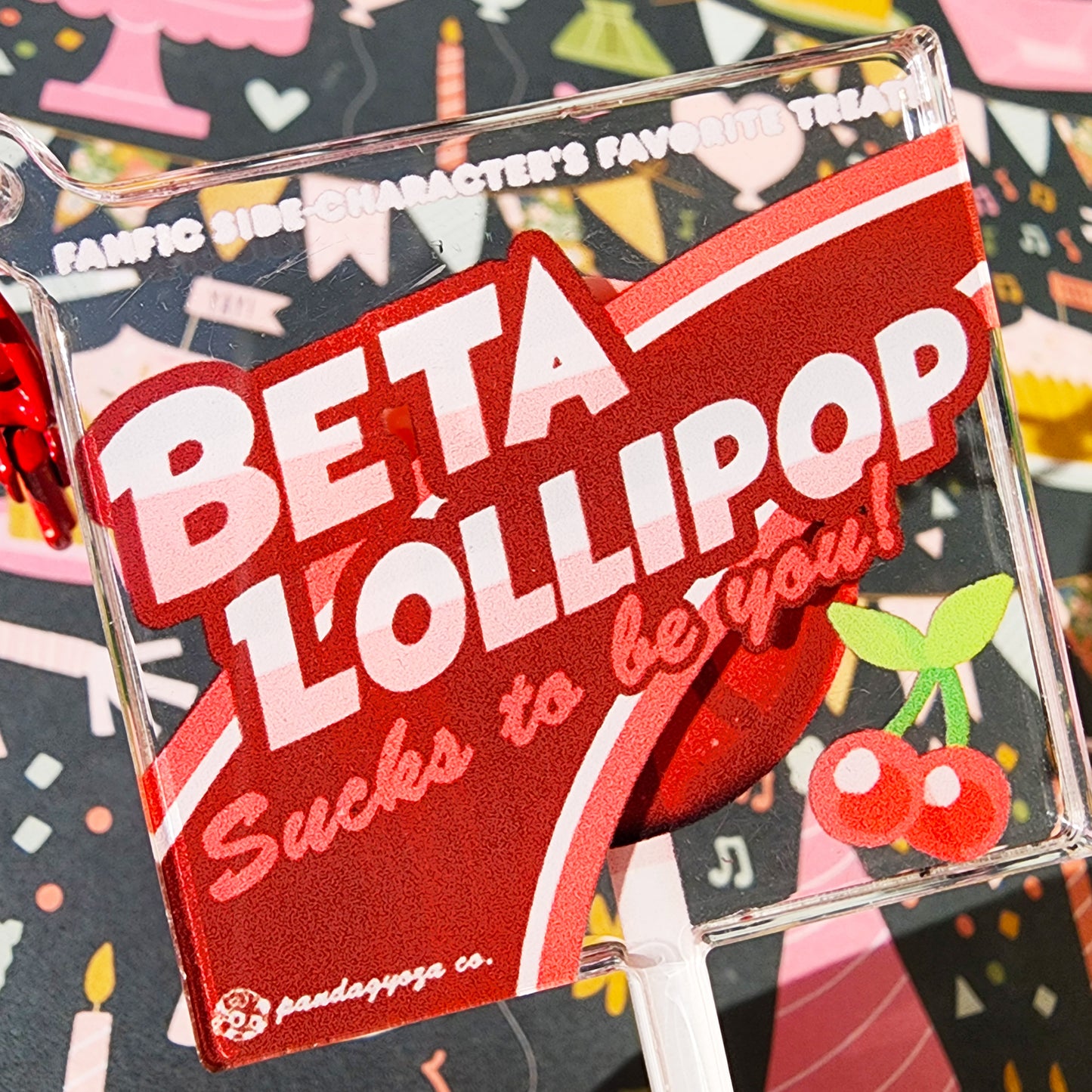 Beta Lollipop: Clear Acrylic 3D Charm