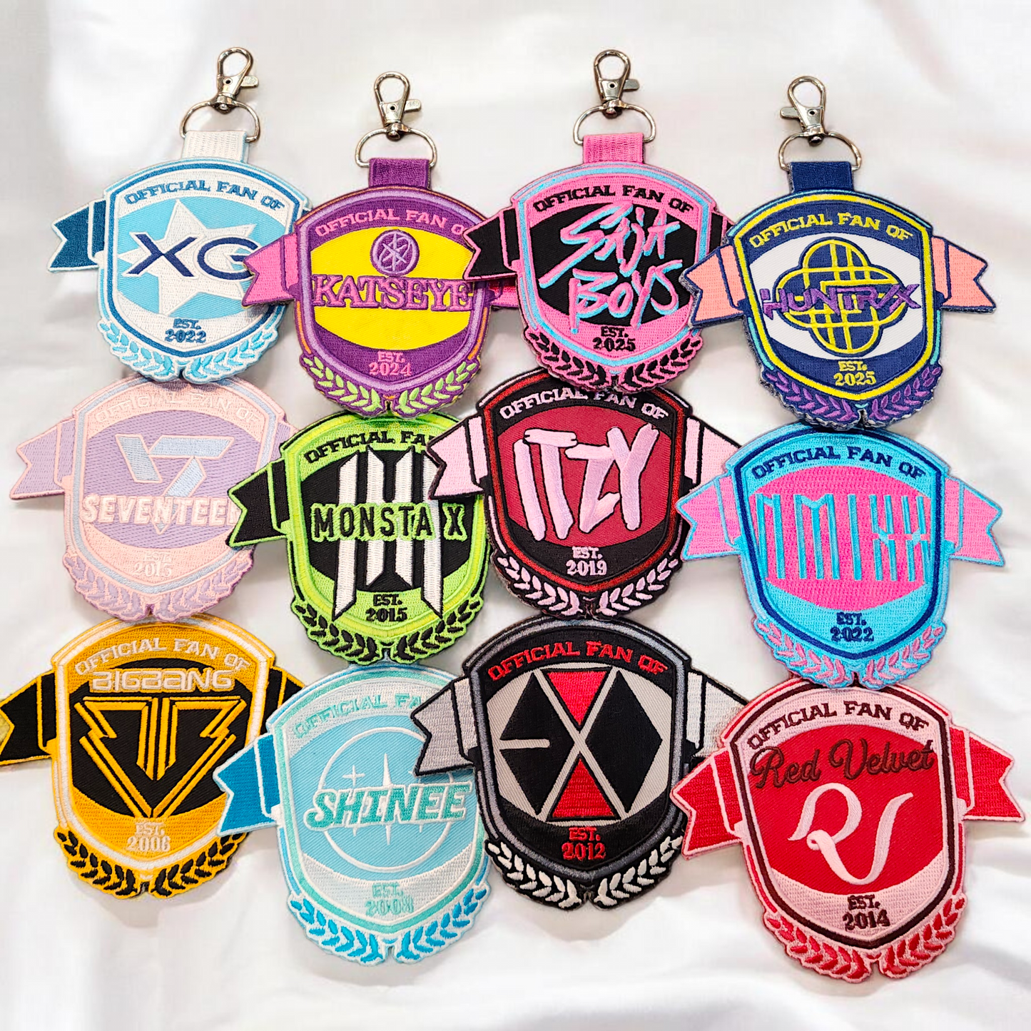 K-Pop Jet Tag Embroidered Keychain [Series 2] - College Emblem Style, Double-Sided