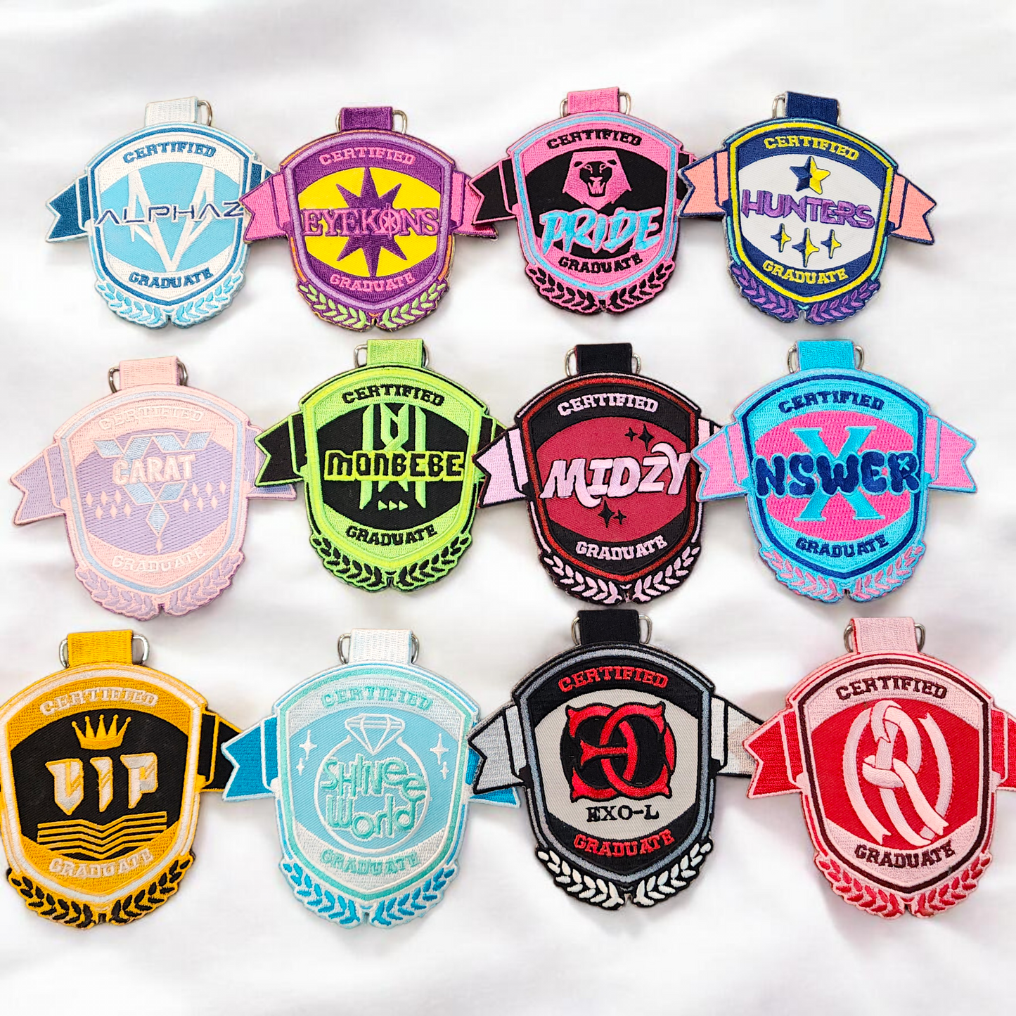 K-Pop Jet Tag Embroidered Keychain [Series 2] - College Emblem Style, Double-Sided