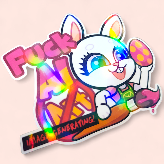 Zoobe Bunny: 'F*ck (AI) Art' Hologram Sticker