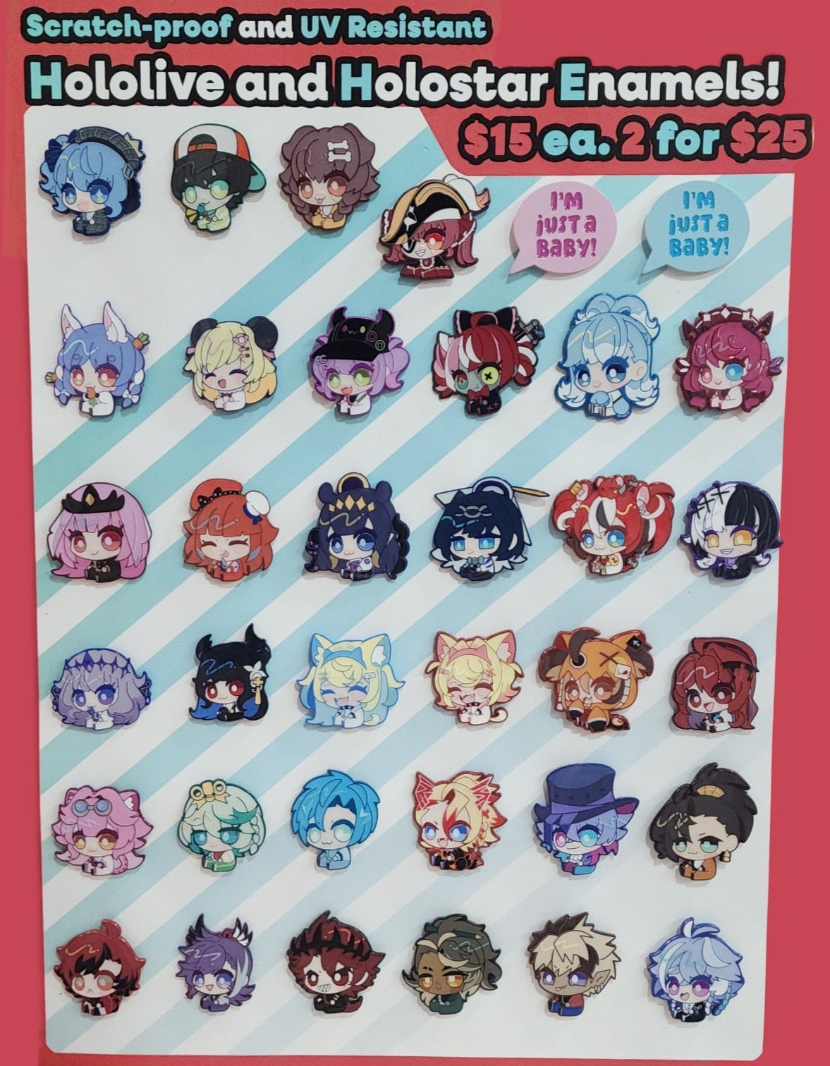 Hololive & Holostars - 'I'm just a baby!' series [ Hard Enamel Pins ]