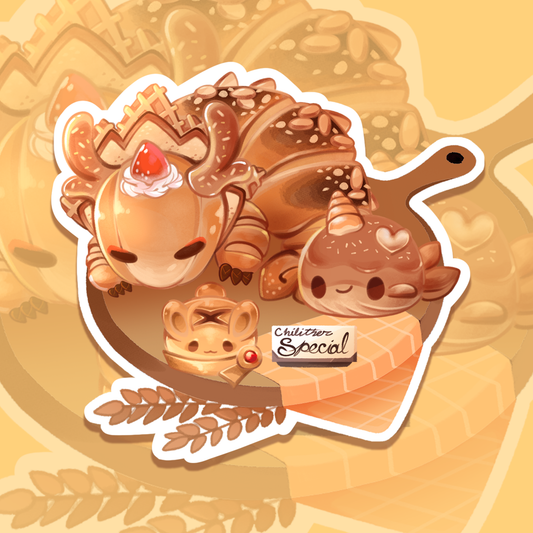 (DISCONTINUING) Genshin Impact: Zhongli x Aether x Tartaglia Bread Animal Sticker