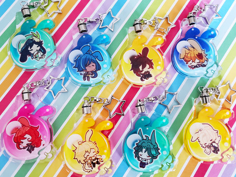 (DISCONTINUING) Genshin Impact Sparkle Candied Double-Sided LED Keychains: Sleepy Seelie Babies!! Lights up / Glows in the dark!