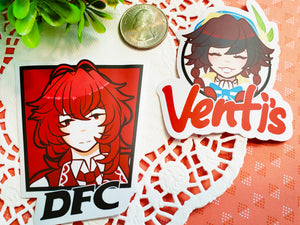 Genshin Impact ( KFC + Wendy's ) Fast Food Parody Stickers: Diluc and Venti