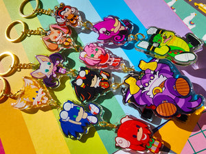 Sonic Heroes: Stacked Chain Charm Set Double Sided Glitter Epoxy Acrylic Keychain