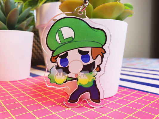 Nintendo SSBU Super Smash Bros. Ultimate Double-Sided 3 in. Keychain [ Luigi ]