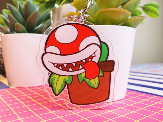 Nintendo SSBU Super Smash Bros. Ultimate Double-Sided 3 in. Keychain [ Piranha Plant ]